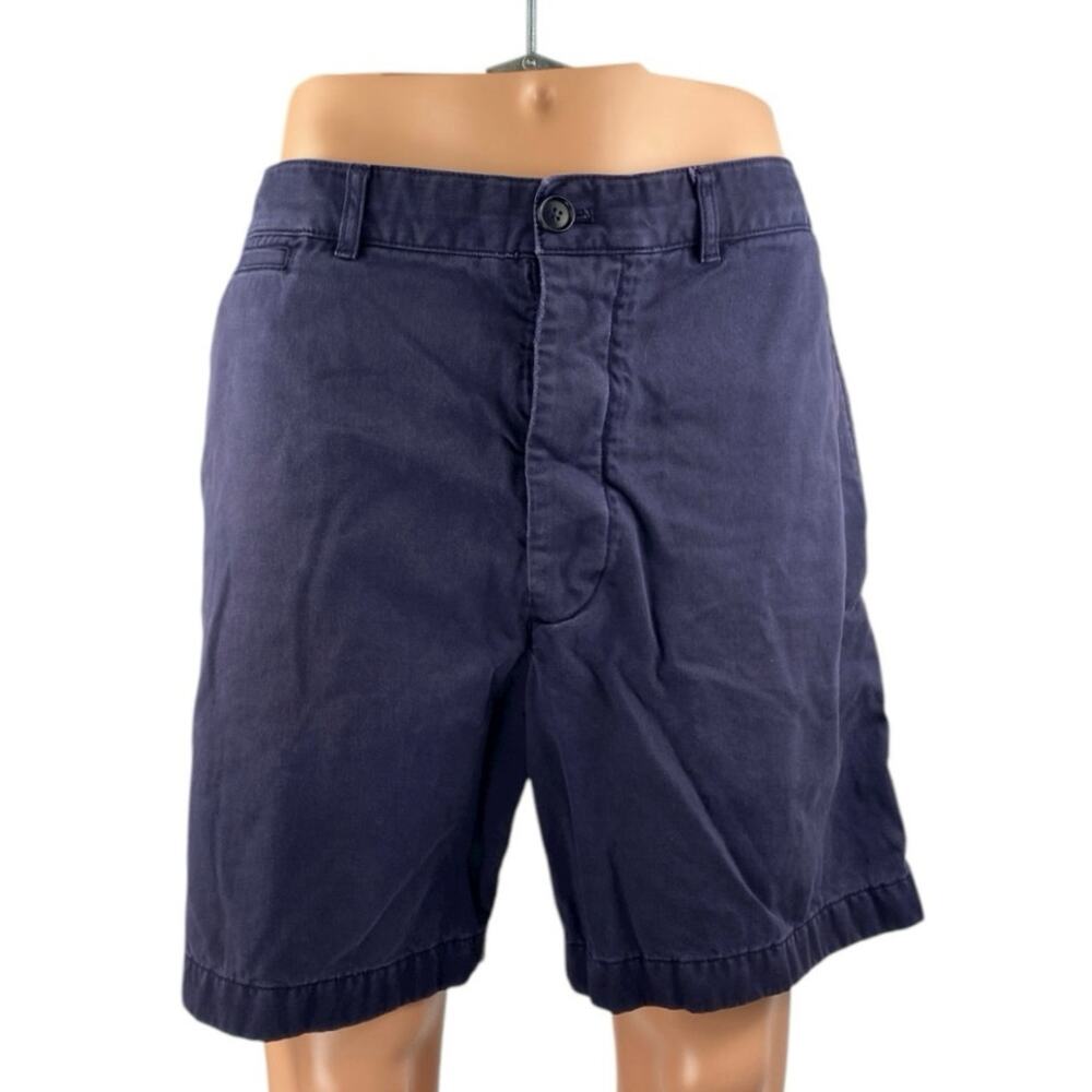Alex Mill Men's Navy Blue High Waist Straight Leg Cotton Khaki Chino Shorts 36